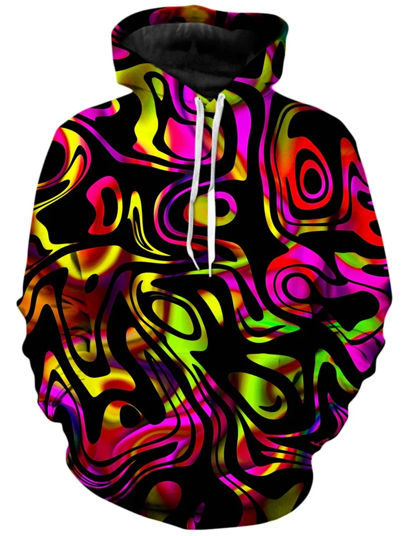Felpa con cappuccio grafica New Illusion Swirl Felpa psichedelica colorata da uomo stampata in 3D Pullover alla moda unisex Felpe con cappuccio oversize da donna
