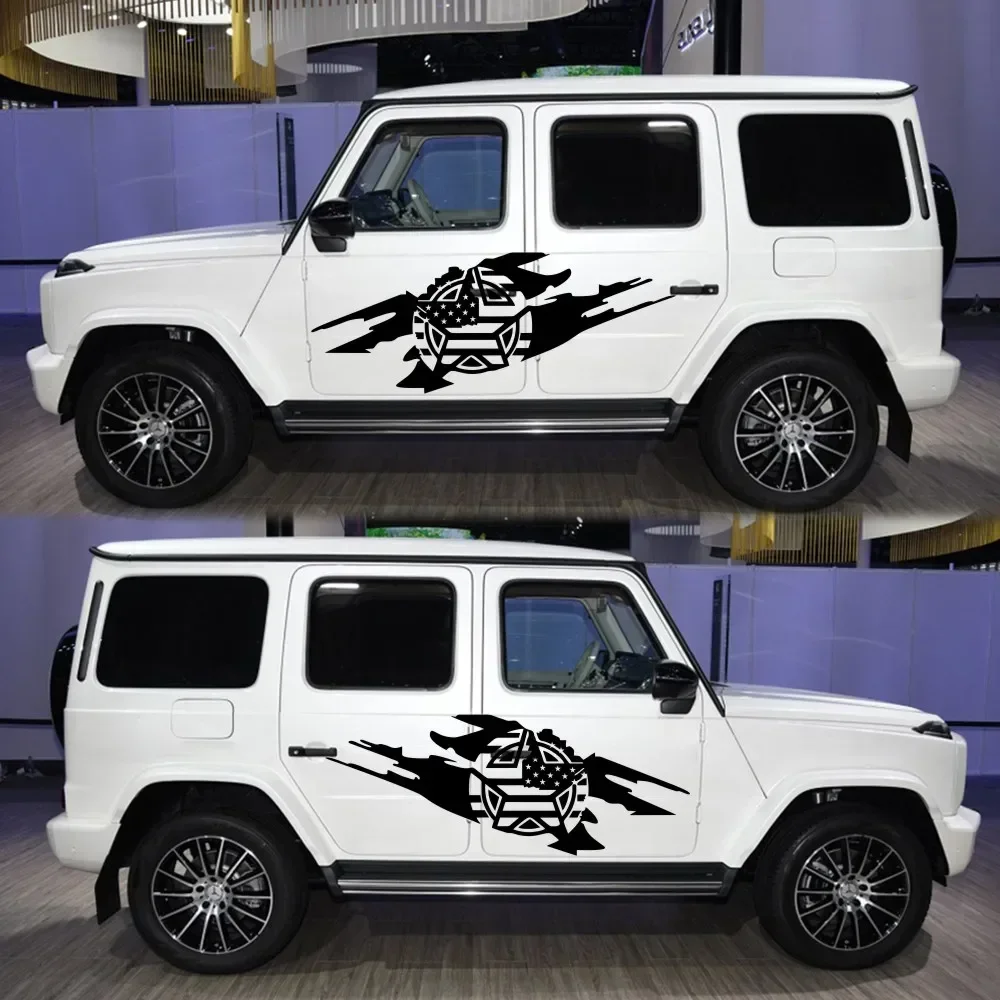 

Оптовая продажа: 2 шт. стильных виниловых наклеек на боковые двери для Jeep Wrangler, светоотражающие, для тюнинга автомобиля
