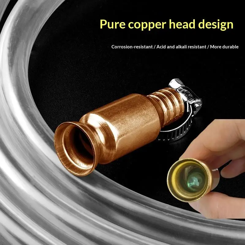 1 Set Self Priming Siphon Pump With Copper Attachment 1/1.5/2 Meter Siphon Hose For Gas Oil And Water Fuel Transfer