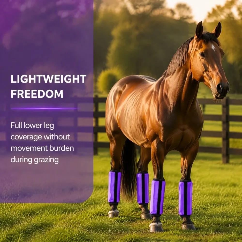 4pcs Breathable Fabric Horse Insect Boots Hook And Loop Fastener Easy To Put On Anti Insect Leggings Polyester Mesh