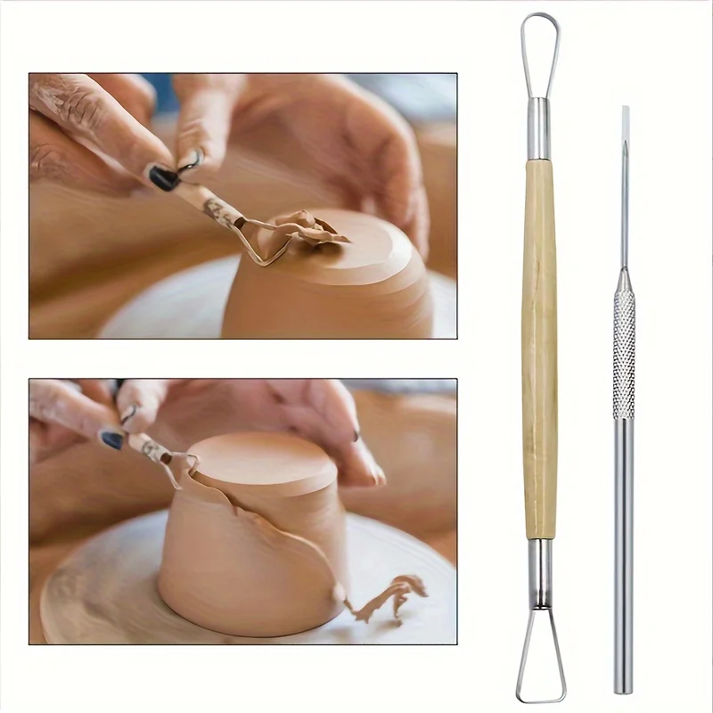 8Pcs/Set Clay Tools DIY Ceramics Molding Tools Wood Knife Pottery Tool Set Clay Sculpting Kits Carving Ceramic Tools Practical