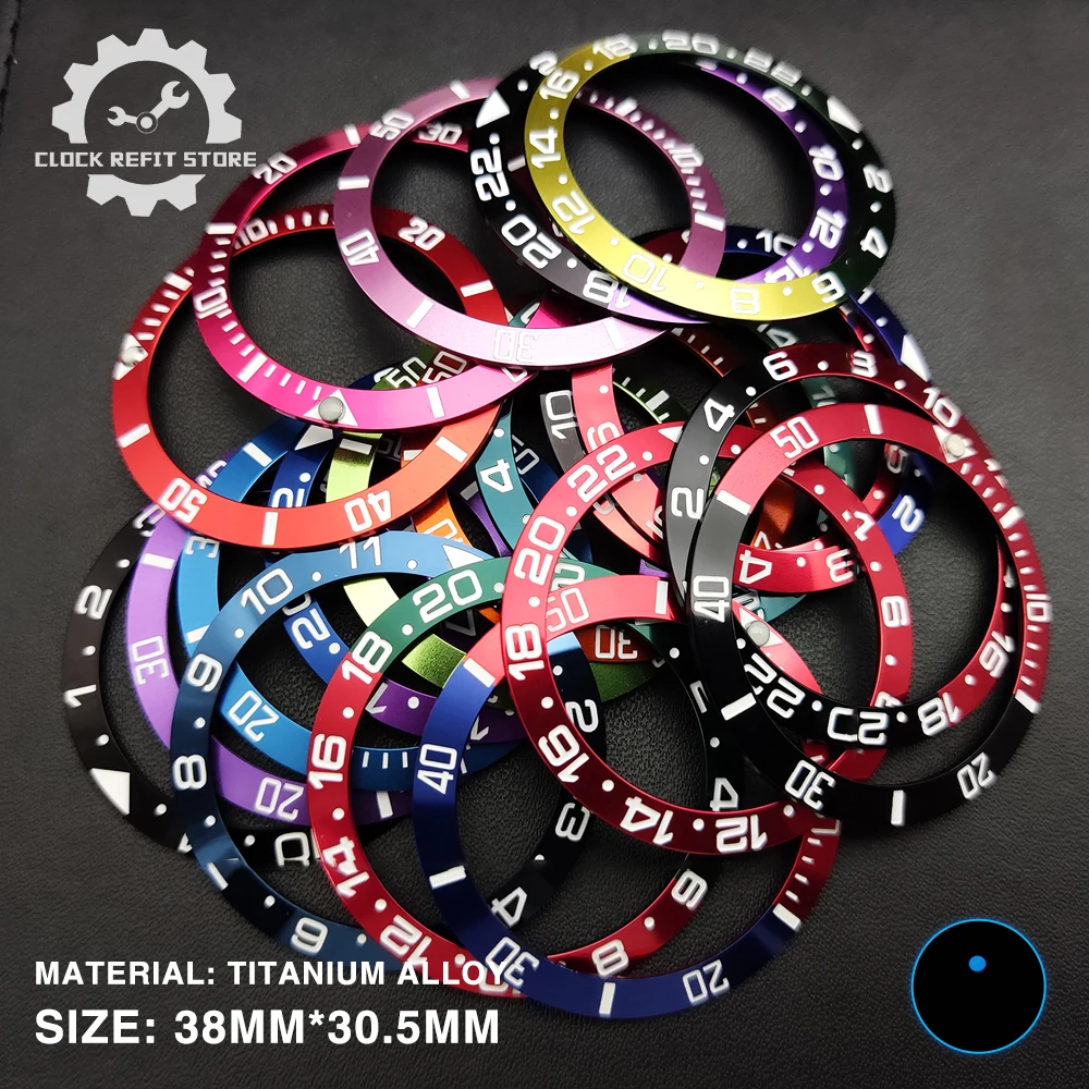 ساعة تعديل مخزن 38 مللي متر الفرعية الحافة الألومنيوم GMT الأحمر الأزرق مع مضيئة الخرز ل 40 مللي متر ساعة رجالي 30.5 مللي متر