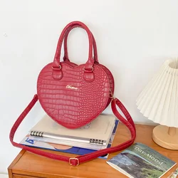 Sweet Heart Shoulder  Elegant Solid Lolita  Crocodile PU Crossbody Bag JK Uniform Girls Hand Bag Autumn Bolsas Сумка