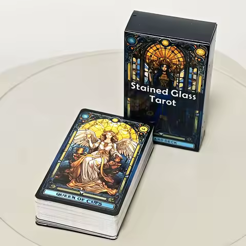 Complete Tarot Carding 10.3*6cm Stained Glass Set Inspired Rider Waite Smith Tarot Card Deck 78 Pcs Cards
