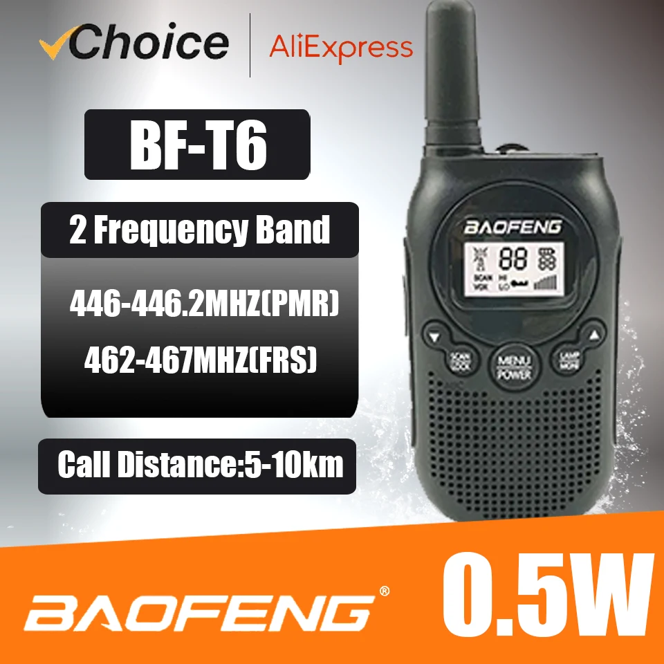 Baofeng Official Store T6 Mini Walkie Talkie 0.5w FRS PMR Handheld Two Way Radio Kids Toy Interphone Ham Radio