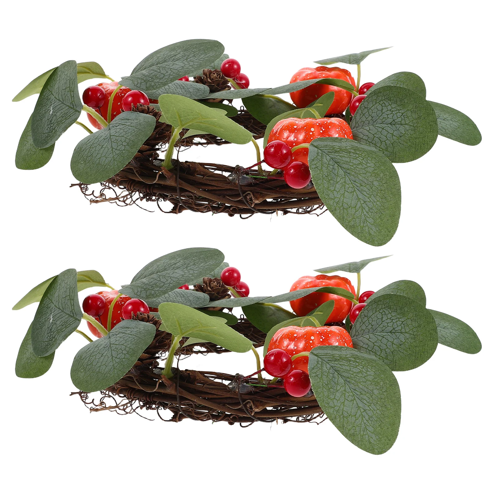 

2Pcs Christmas Pumpkin Wreath Handmade Autumn Harvest Garland Front Door Hanging Decor Rustic Thanksgiving Wall Ornament
