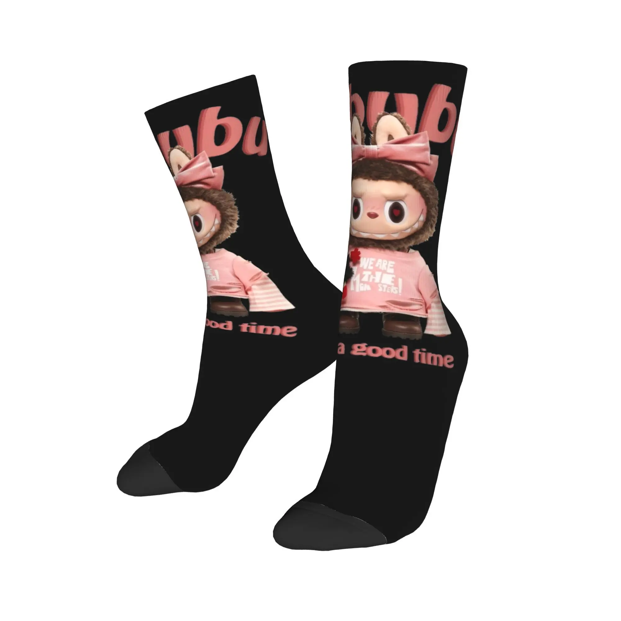 POP MART Labubu Pink Have A Good Time Popmart  Theme Design Socks Outfits for Party Wear Breathable  Dress Socks