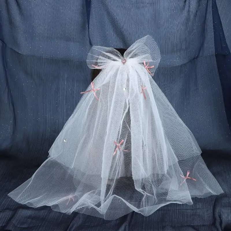 Kurzer weißer Tüll-Brautschleier mit Haarspange für Hochzeit, Junggesellinnenabschied, Hen-Party, Haarschmuck, Fotoshooting-Requisiten – Detail 14