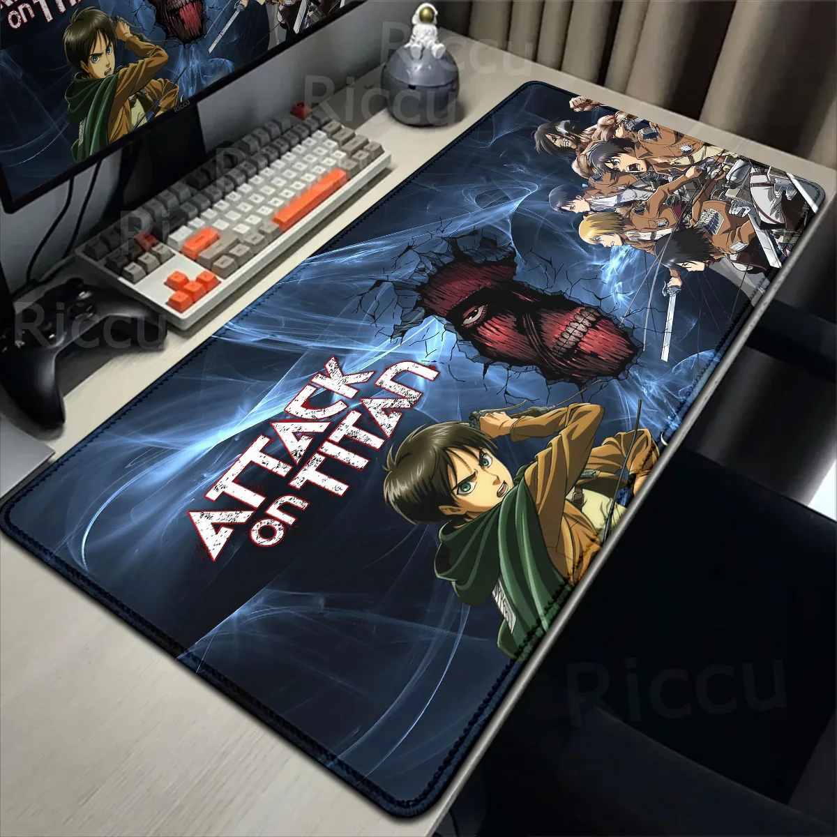 Pc Gamer Non-slip Mousepad Anime Attack On Titan Table Pad Gaming Accessories XXL Keyboard Large Rubber Deskmat Computer Carpet