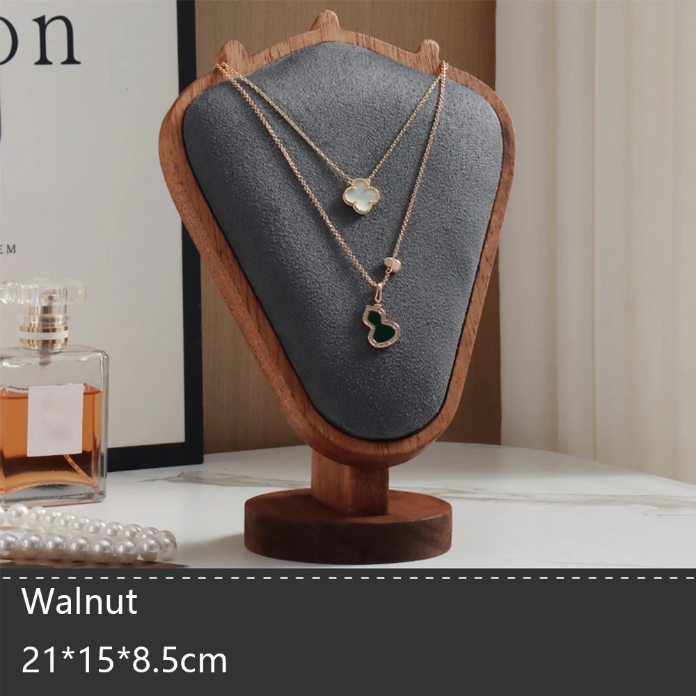 New Crude Wood Necklace Display Exhibition Walnut Wood Showcase Props Light Luxury Jewelry Storage Rack