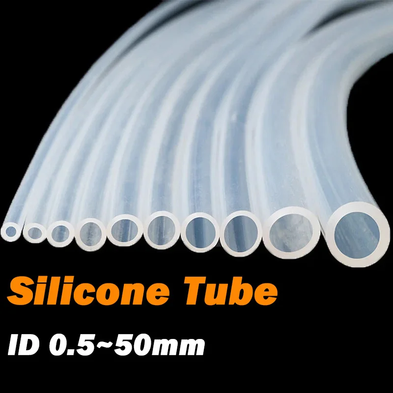 2 Meters Food Grade Clear Transparent Silicone Rubber Hose ID 0.5/1/1.5/2/2.5/3/3.6/4~50mm O.D Flexible Nontoxic Silicone Tube
