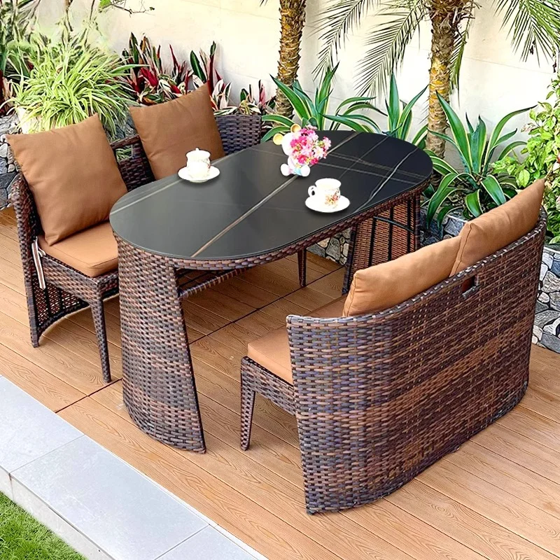 

Outdoor balcony rattan storage small table and chairs