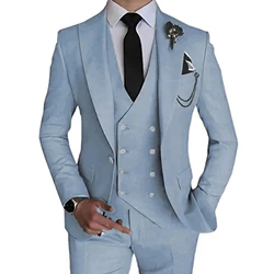 2023 Fashion New Men Leisure Boutique Business Solid Color Wedding Suit Coat Pants Vest 3 Pcs Set Dress Blazers Jacket Trousers