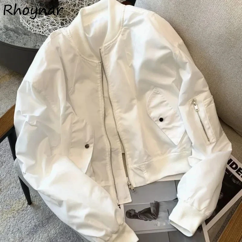 

Jackets Women Pure Boyfriend Chic Loose Vintage Unisex Crop Simple All-match Overcoats Harajuku American Style Popular