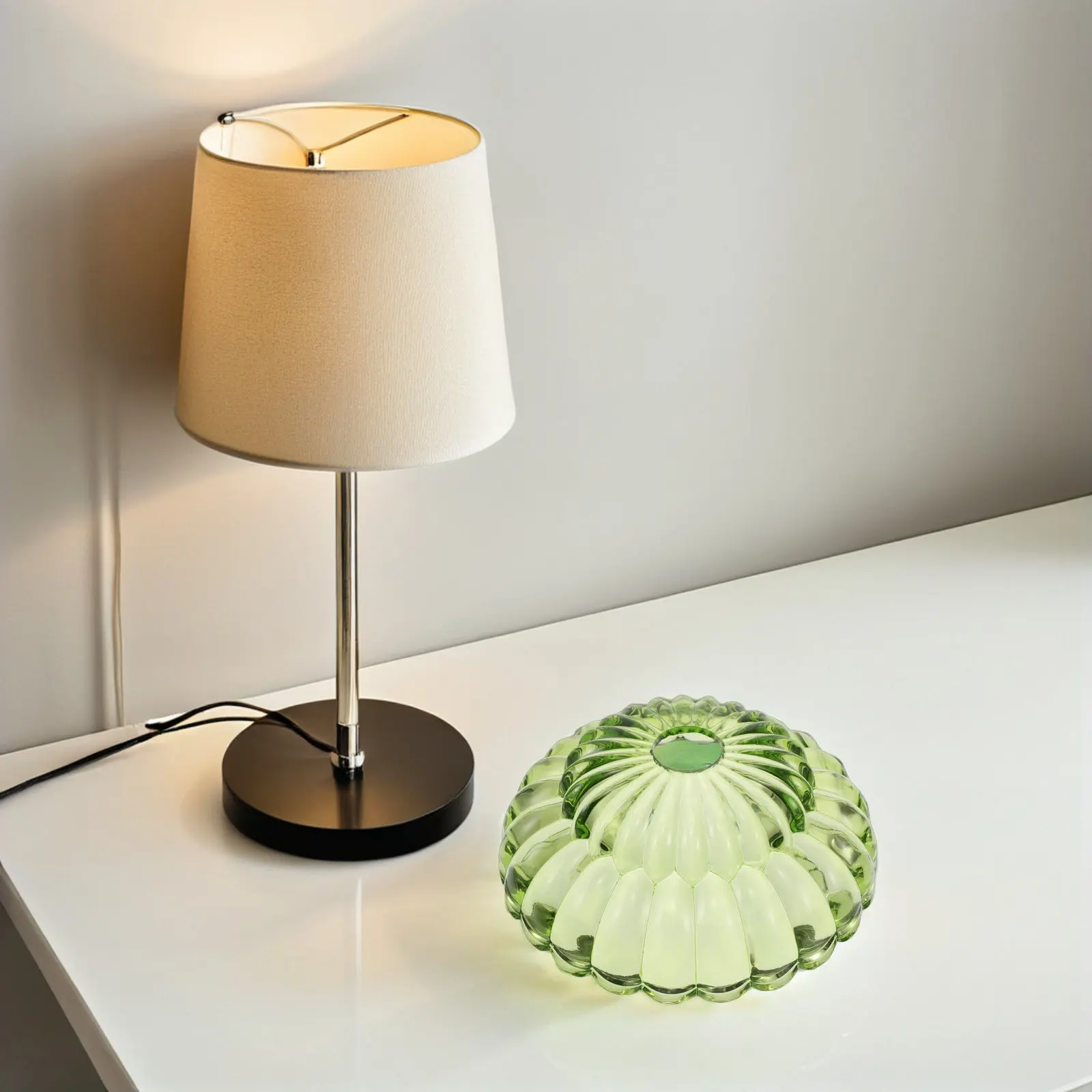 Vintage Green Glass Pendants Lampshade Replacement Retro Pumpkin Lamp Shade E26 E27 Socket Bedroom Bedside Table Wall Ceiling