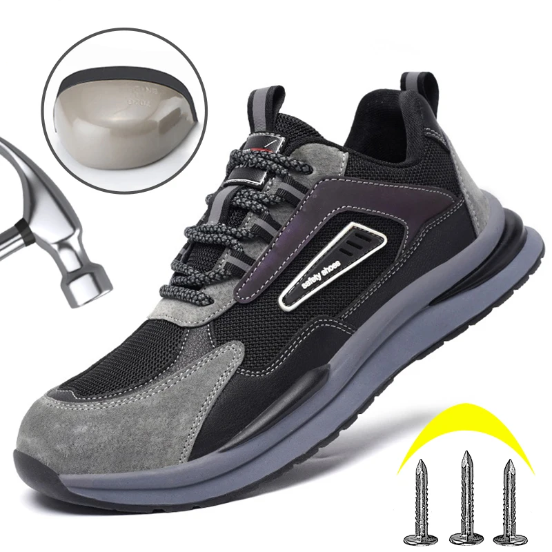 

Safety Boots Man Steel Toe Security Shoes Anti-puncture Anti-smash Work Safety Shoes Lightweight Safety Sport Shoe Male Sneakers