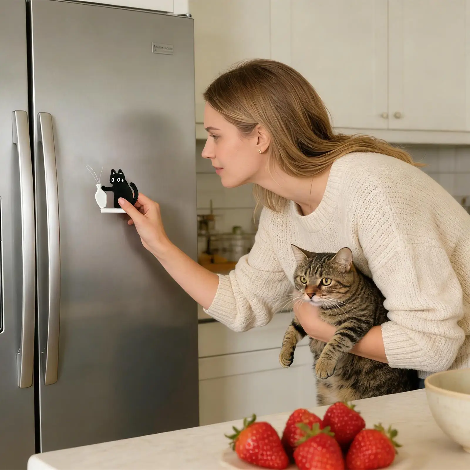 Black Cat Vase Memorial Box  Whisker Keepsake With Fridge Magnet, PushDesign Decor For Cat Lovers, Pet Loss Comfort Gift