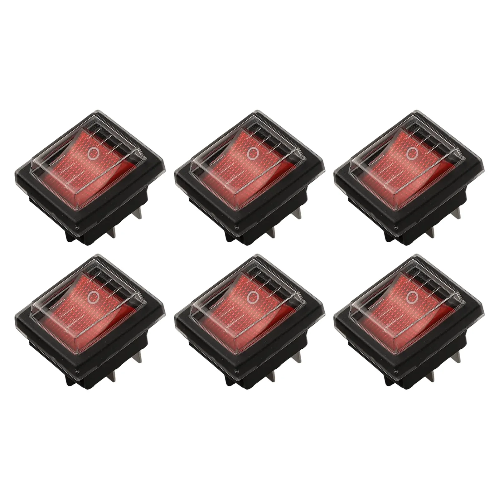 

4-Pin Rocker Switch Red Illuminated Switch Automobile Boat Light Indicator Moisture Protection Snap-in Mounted