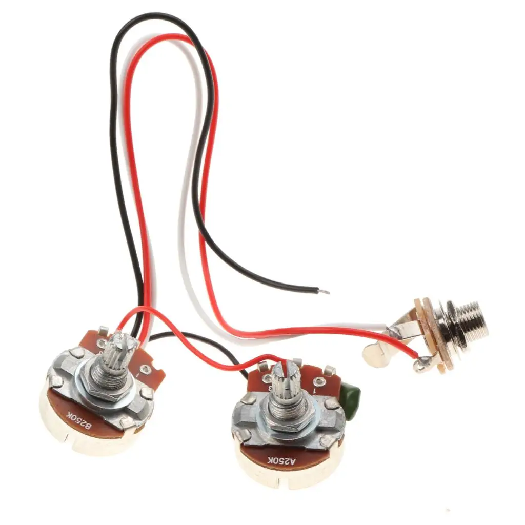 Tooyful Bass Wiring Harness Prewired 3 Way Toggle Switch 250k 1T 1V Pots for Electric Bass image 4