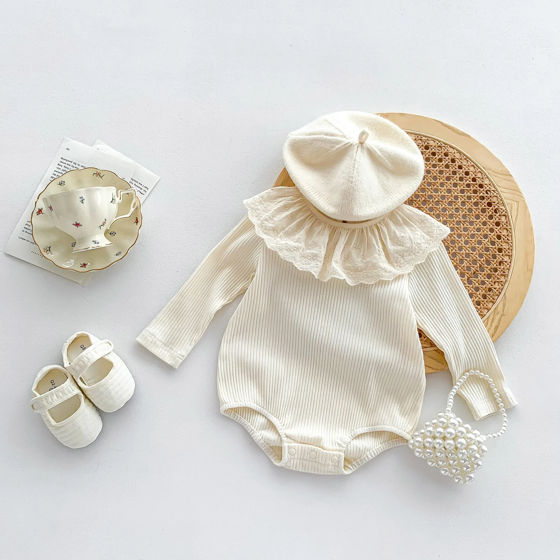 Baby Lace Collar Long Sleeve Elegant Bodysuit