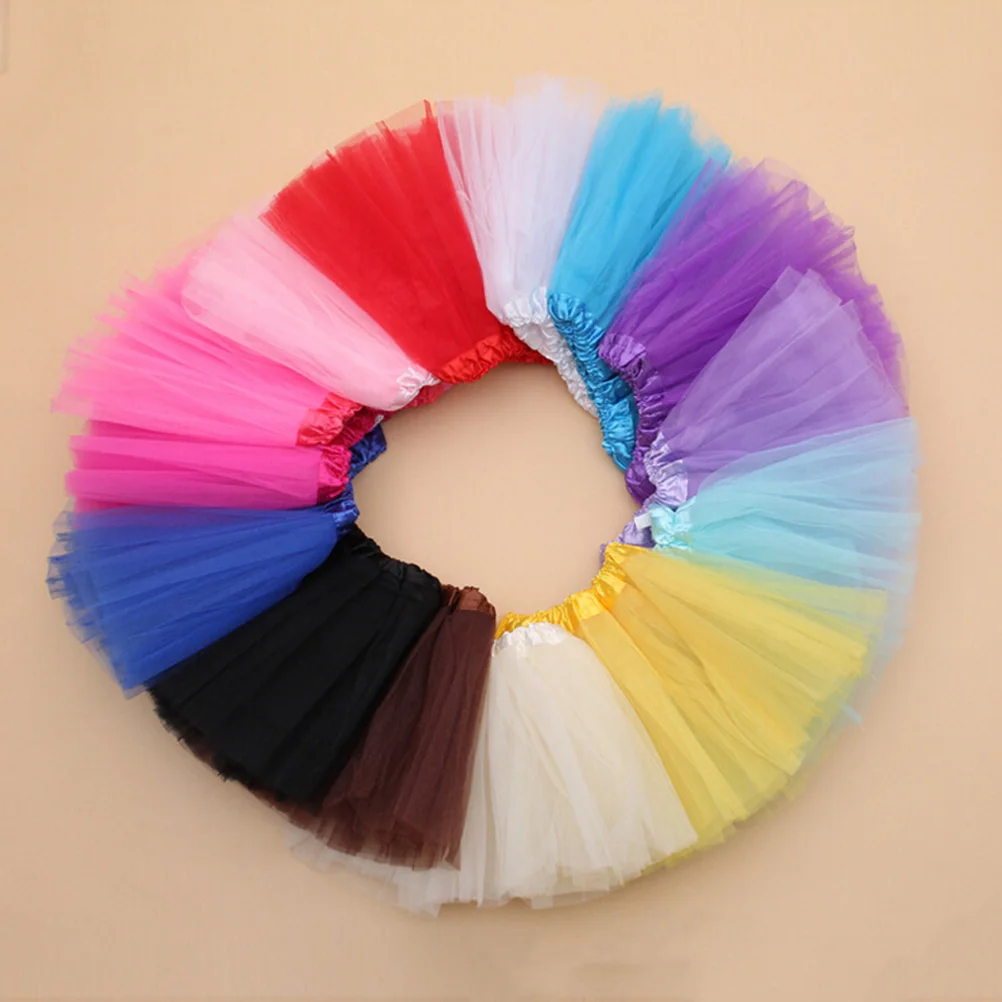 1pc Kids Baby Girls Chiffon Dance Tutu Skirt For Multi-Layers Tulle Toddler Pettiskirt Children length 30cm