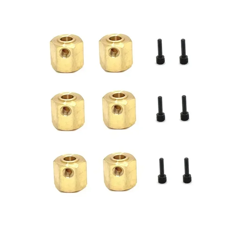 For MJX H8H YiKong YK4082 YK4102  YK6061 Brass 12mm Wheel Hex Extended Adapter with Output Shaft RC Crawler Car Upgrade Parts
