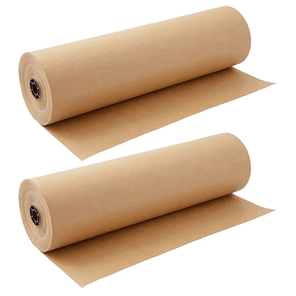 2pcs 2 Rolls Kraft Roll Gift Wrapping Paper Sheets Packaging For Birthday Present Craft Decor Flower Box Covering Paper