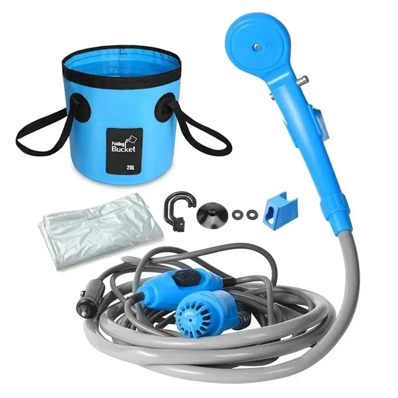 Portable Car Washer 12V Camping Shower DC Car Shower High Pressure Power Washer Electric Pump For Outdoor Camping Travel Pet