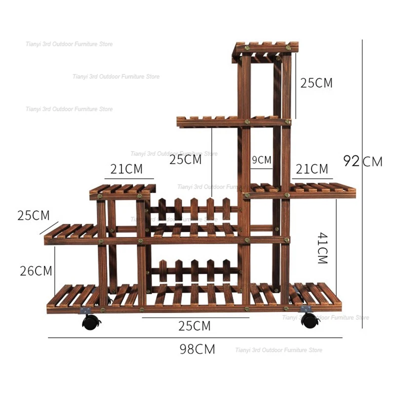 Estantes de plantas de madera para balcón, estante de flores multicapa para interiores, estantes de plantas para sala de estar, estructura de