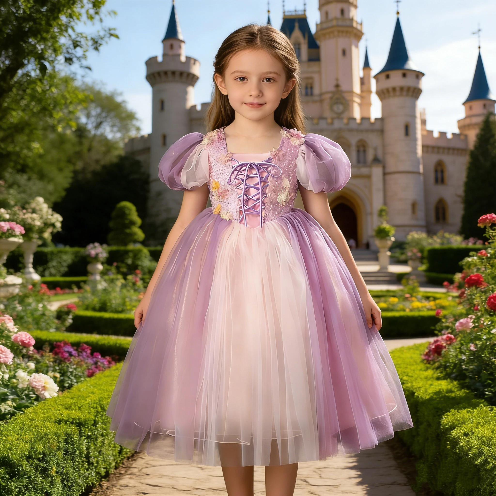 Fille Robe De Princesse Raiponce Deguisement Raiponce Enfant Costume De Raiponce Avec 8 Accessoires Rapunzel Robe Anniversaire Fete Halloween Noel Partie Carnaval Cosplay Robe De Soiree 5 6 Ans 120