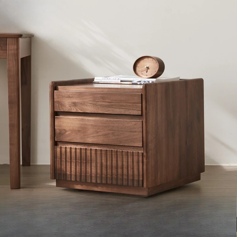 

Black walnut bedside table, solid wood narrow cabinet, modern simple removable side cabinet storage