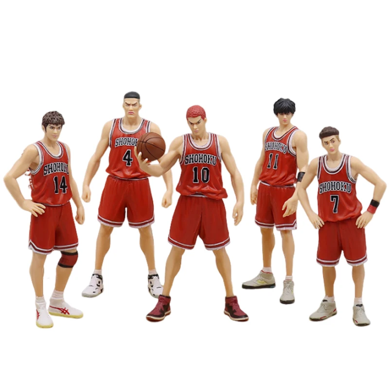 5pcs Slam Dunk Action Figure Toys Anime Sakuragi Hanamichi Hisashi Mitsui Ryota Miyagi Takenori Akagi Figuras 17cm Model Gift