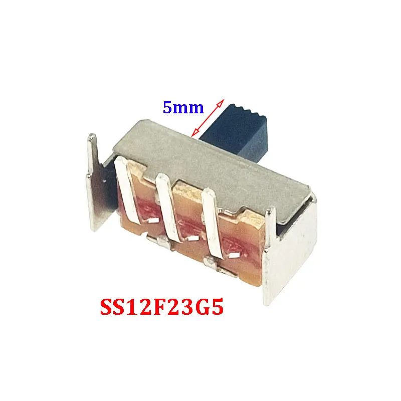 

10-100PCS SS-12F23 SS12F23VG5 0.5A 50V Toggle Switch 3PIN 1P2T Switch 90 Degree Curved Needle Slide Switch Handle high 5mm