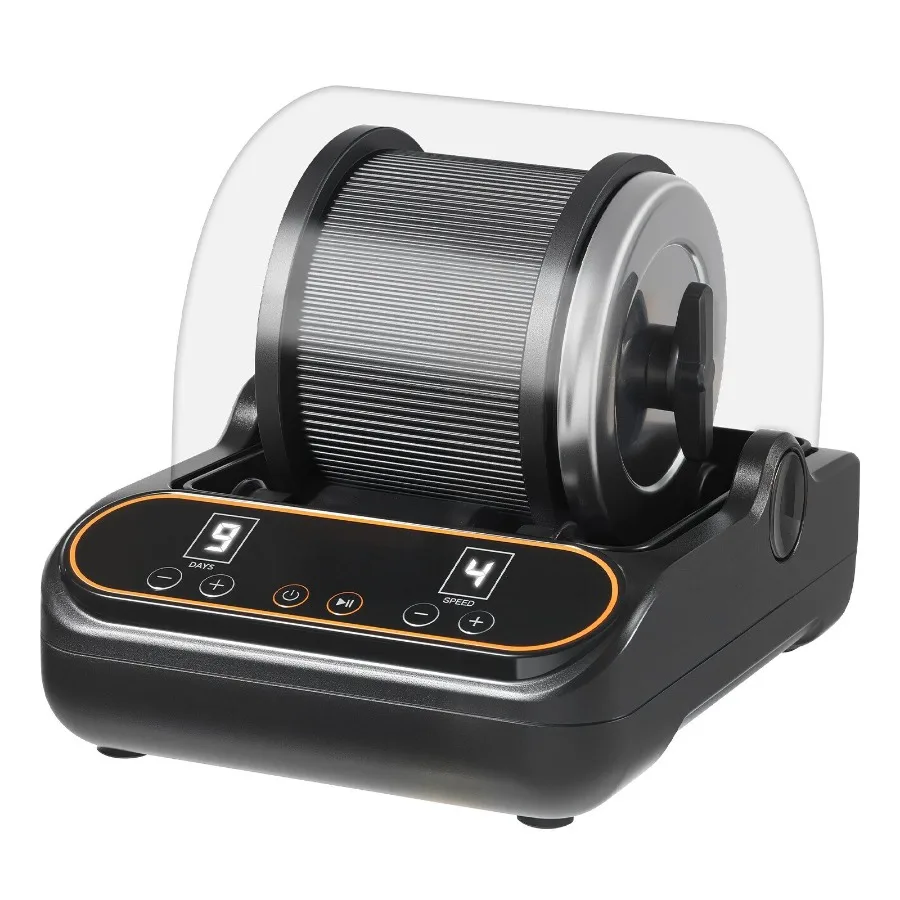 Rock Tumbler 1 lb Polishing Machine with PC Sound Reduction Cover and TPU Drum 4-Speed Adjustment 19 Day Timer Direct Drive Mot