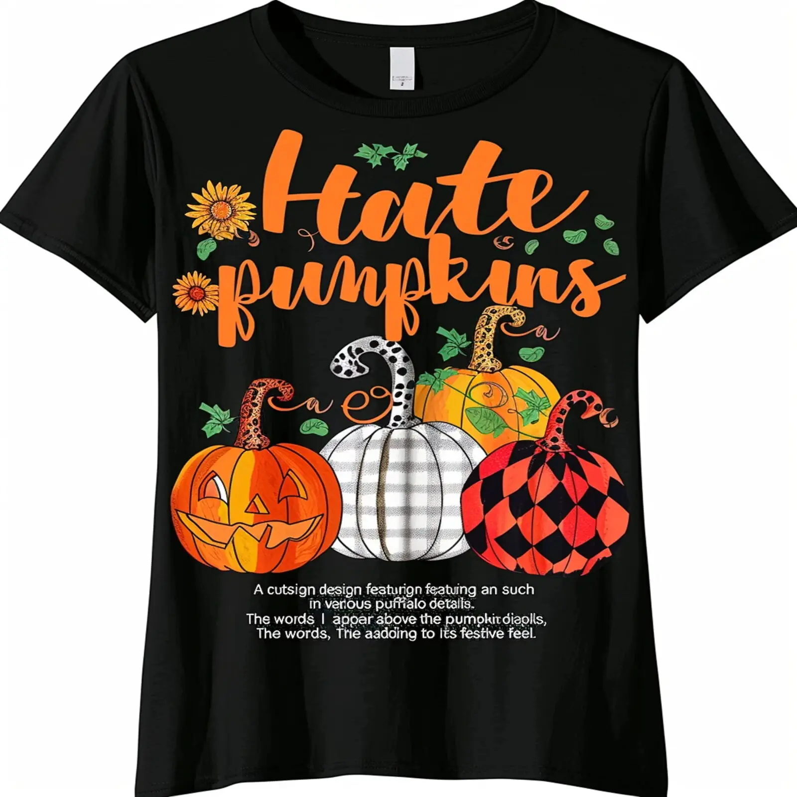 

Festive Fall Pumpkins Black TShirt Design