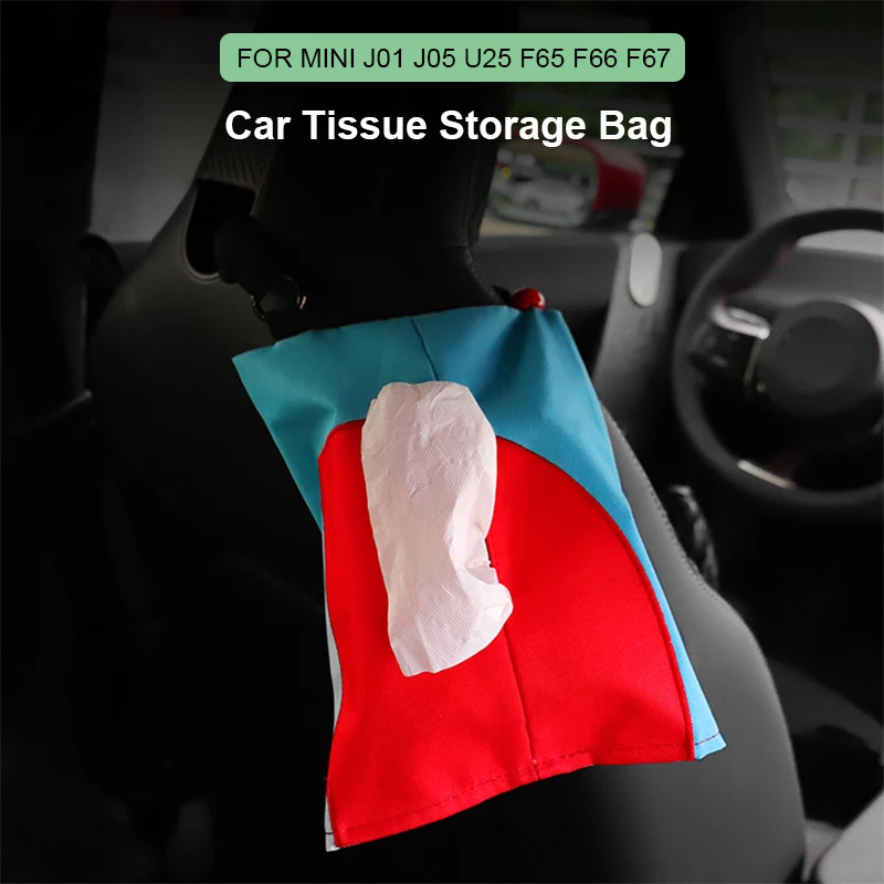 Car Tissue Storage Bag Interior Auto Paper Towels Bag Hanging for Mini Countryman U25 F65 F66 F67 Cooper S E SE J01 J05 Aceman