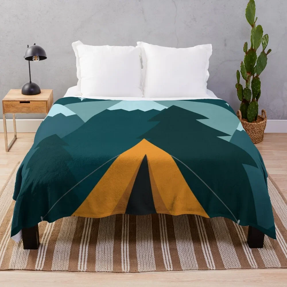 

Camp Throw Blanket Cute Blankets Sofas Of Decoration Soft Plush Plaid Polar Blankets