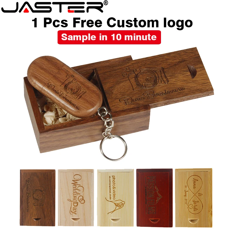 

JASTER Natural Wood USB Flash Drives 128GB 64GB Maple Key Chain Pen Drive 32GB Free Custom Logo Wedding Photography Memory Stick