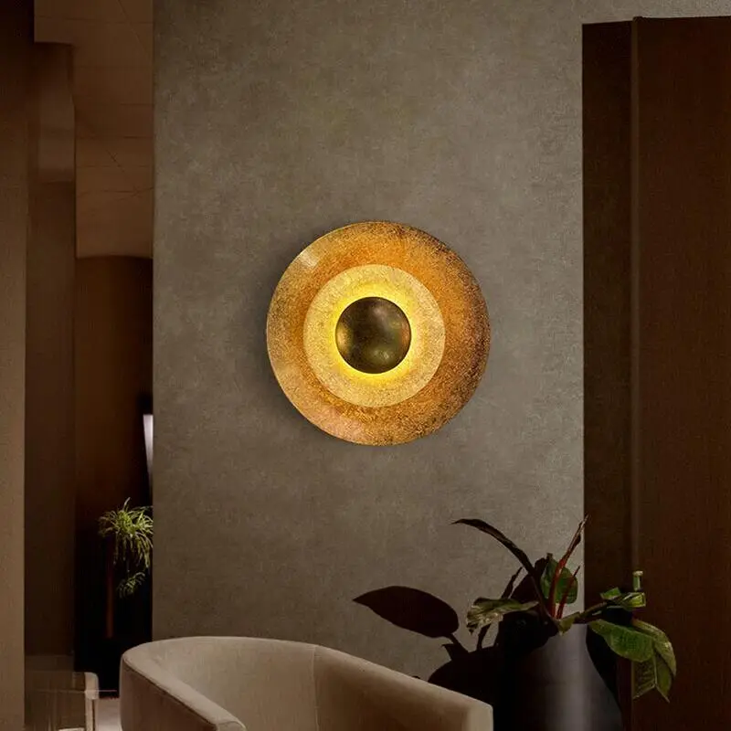 Retro art creative wall lamp designer light luxury bedroom bar bar corridor aisle multi-layer round ambient light