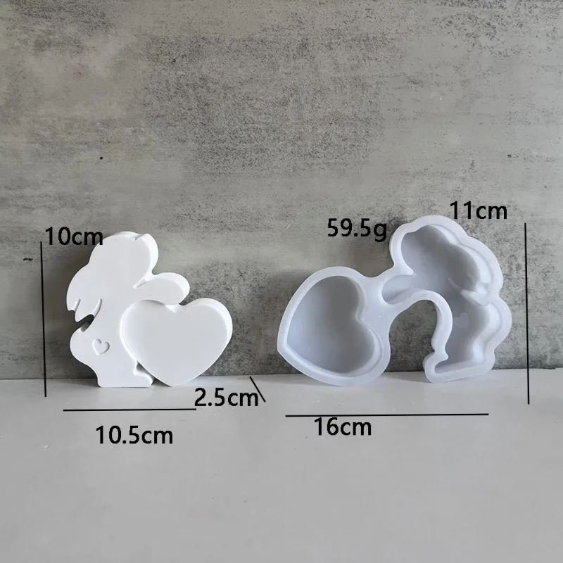 Easter Series Heartwarming Rabbit Candle Decoration Silicone Molds DIY Gypsum Bunny Ornament Resin Mold Home Handicrafts Casting