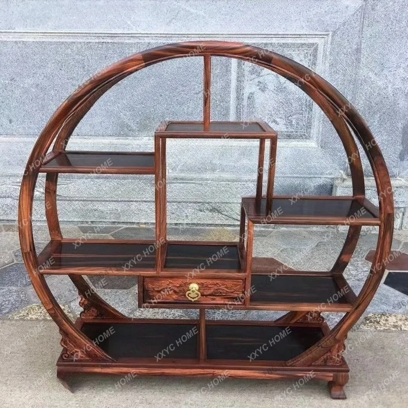 

Lred rosewood small round bogu frame Ming and Qing classical antique frame mahogany Duobao Pavilion