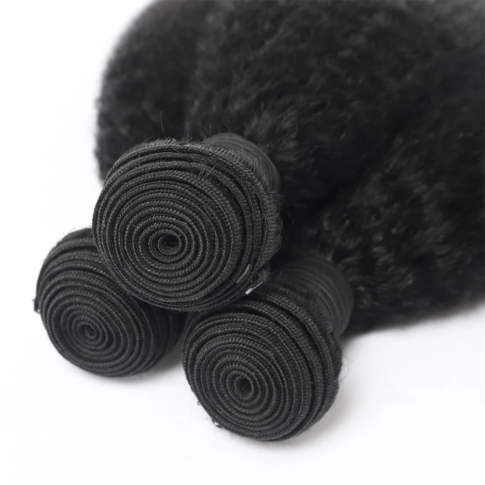 Kinky Straight Human Hair Bundles Brazilian Yaki Straight Hair Extension Virgin Human Hair Weave 1/3/4 Bundle For Quicky Weaving image 5