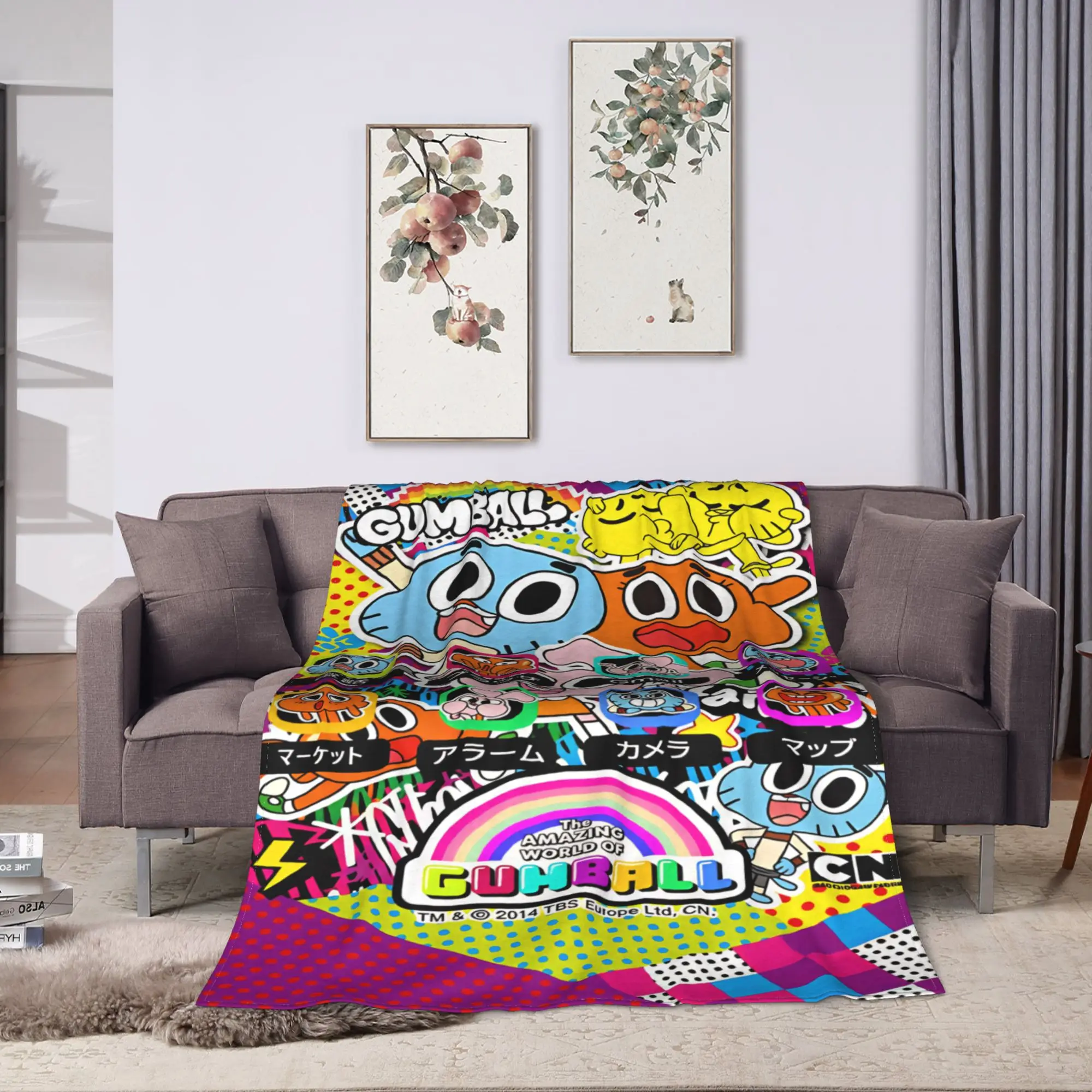 The Amazing World Of Gumball  Warm Soft Blankets Picnic Plush Throw Blanket Pattern Living Room Flannel Bedspread Sofa Bed Cover
