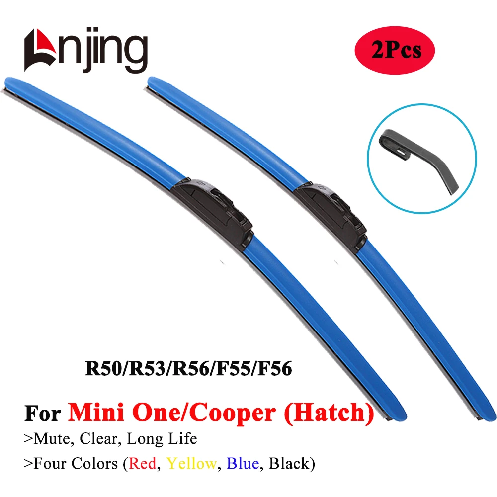 LNJING Colorful Wiper Blades For Mini One Cooper Hatchback R50 R53 R56 F55 F56 2001 2006 2011 2012 2013 2016 2018 2020 2022 2023