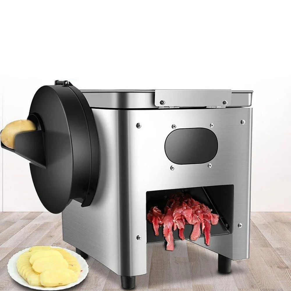 ماكينة تقطيع اللحوم الأوتوماتيكية الكهربائية ماكينة تقطيع اللحوم التجارية من الفولاذ المقاوم للصدأ ماكينة تقطيع البطاطس والخضروات