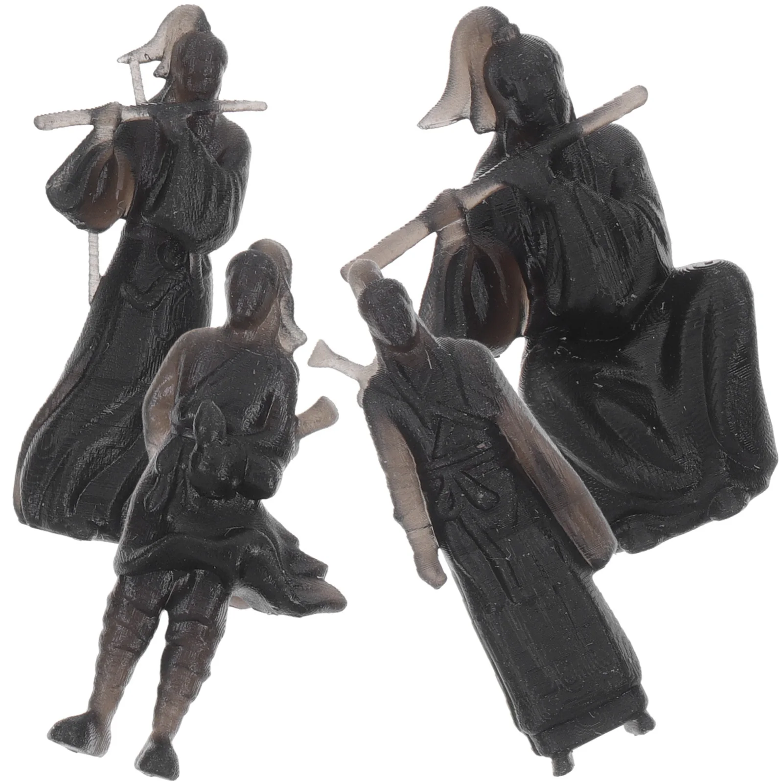 

4Pcs Ancient Chinese Figure Statue Set Exquisite Mini Sculpture for Terrariums Bonsai Gardens Desk Decor Landscape Ornament