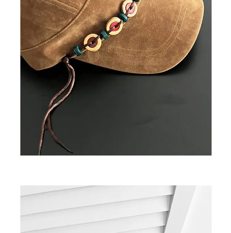 Retro-Ethno-Stil Perlenbesetzte Quasten-Baseballkappen aus Wildleder für Damen, Frühling und Herbst, Reise, Freizeit, vielseitige, personalisierte Y2K-Hüte – Detail 8