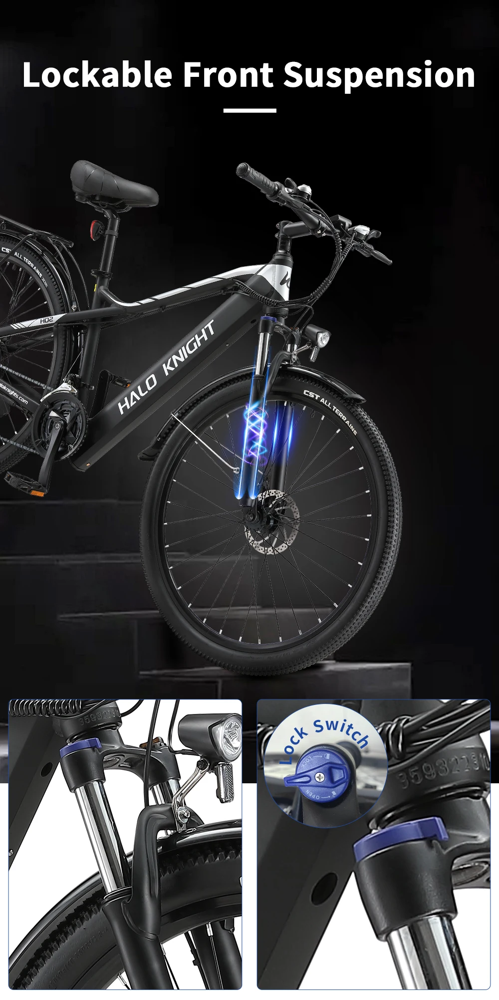 Halo Knight H02 Elektrofahrrad E-Bike 48V 16Ah Akku 29*2,1-Zoll-Reifen 50km/h Höchstgeschwindigkeit 60km Maximale Reichweite – Detail 5