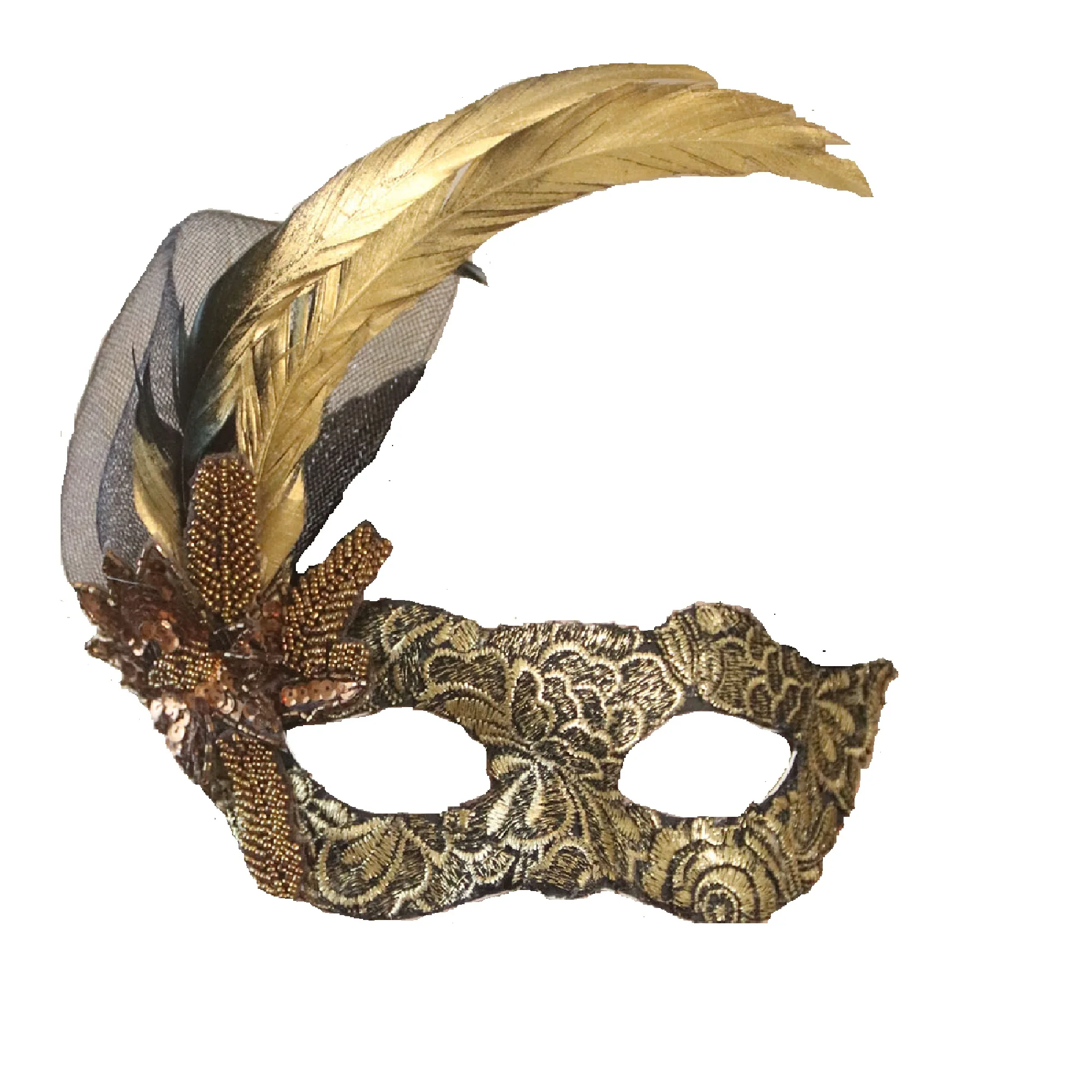 

Golden Feather Mask Halloween Christmas Makeup Ball Party Mask