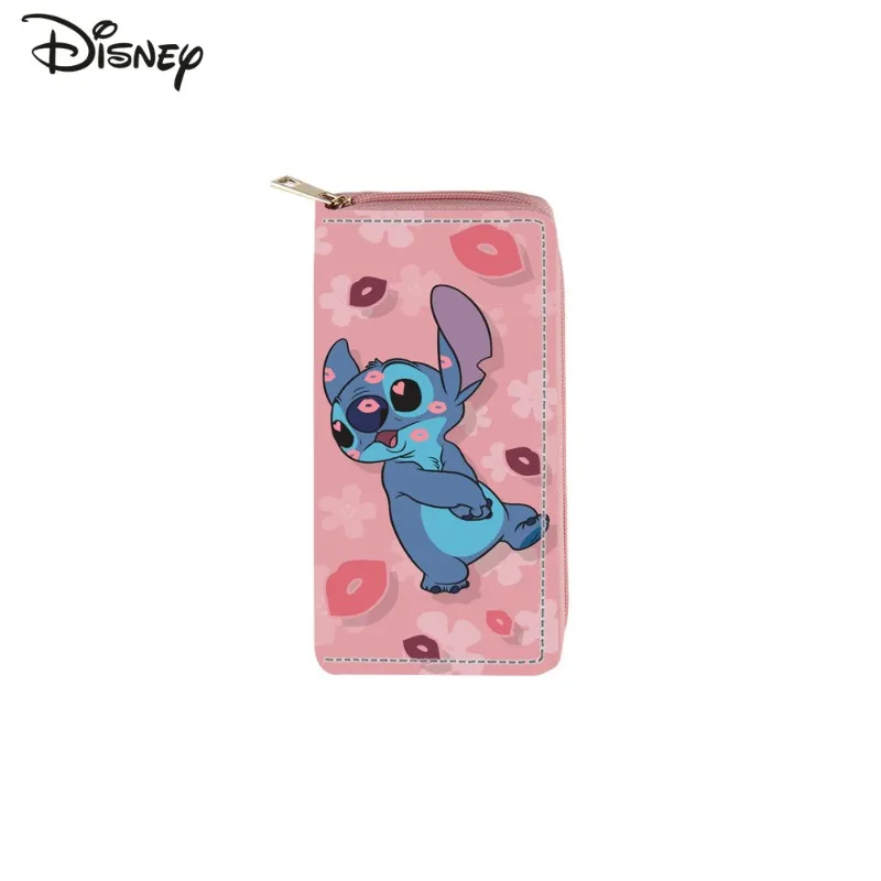 Stitch New Women's Long Wallet Fashionable High Quality PU Men's Card Bag Storage Cartoon Versatile Multi Functional Zero Wallet
